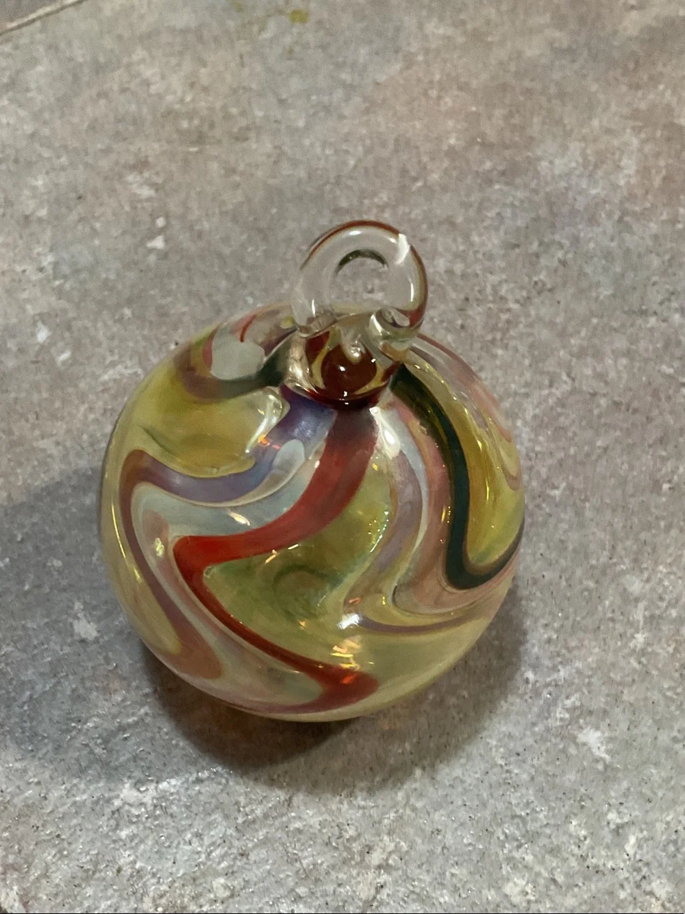 Hand-Blown Glass ornament - Yellow Multicolor Swirl